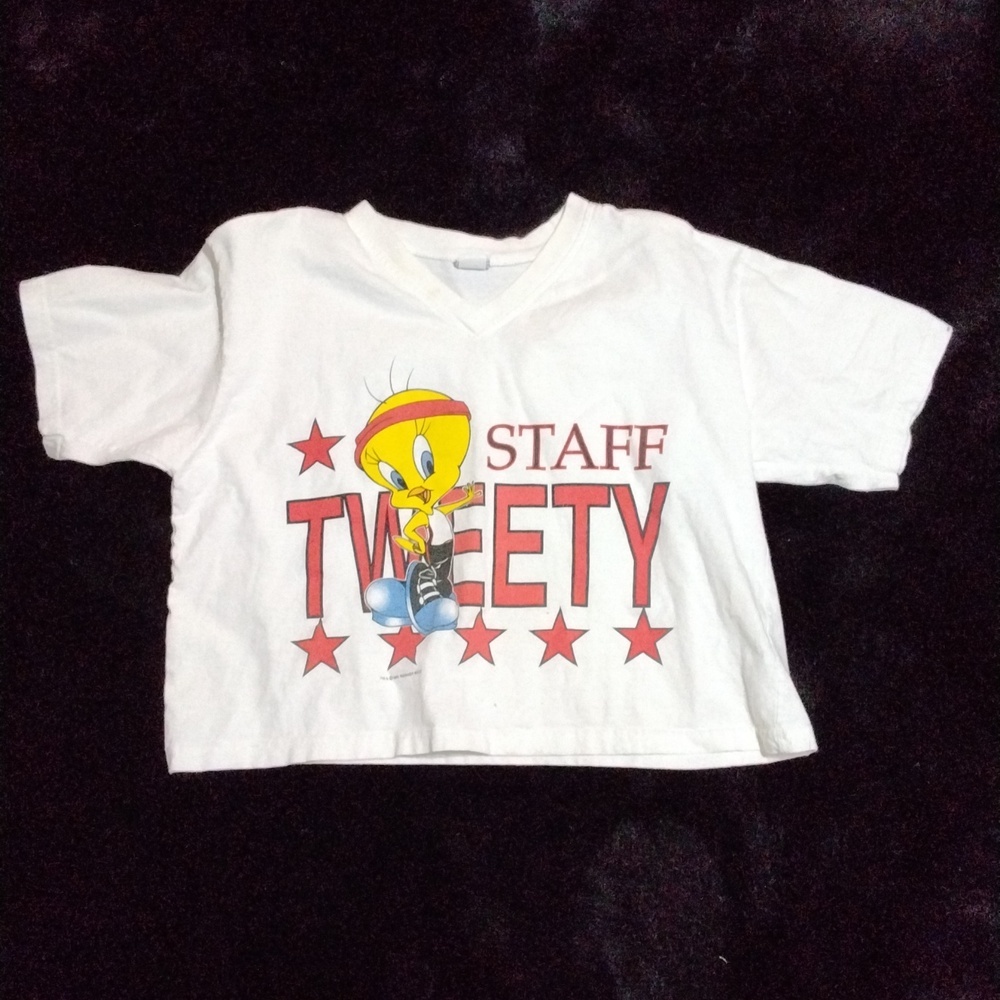 Vintage Looney Tunes Tweety Crop T-shirt,  Size M, White
